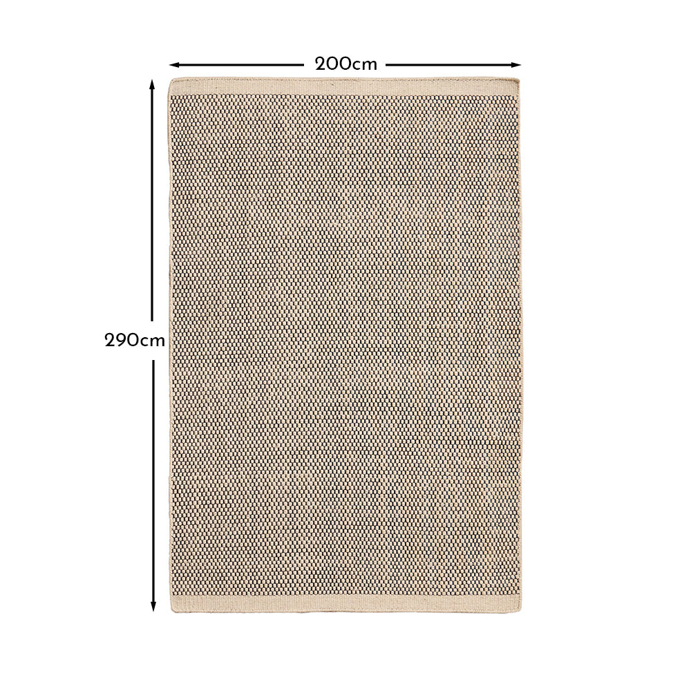 Atcham Wool & Cotton Rug - Pebble Black & Natural - 200 x 290cm