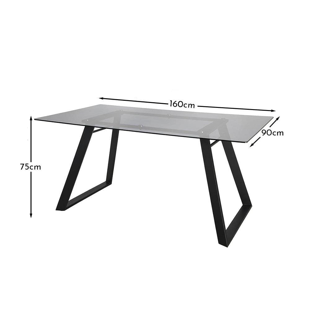 Atlas Smoked Glass Dining Table  - Metal Legs
