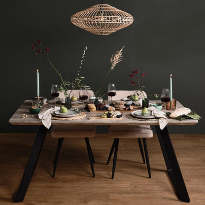 Atlas Wood Effect Dining Room Table with Black Legs