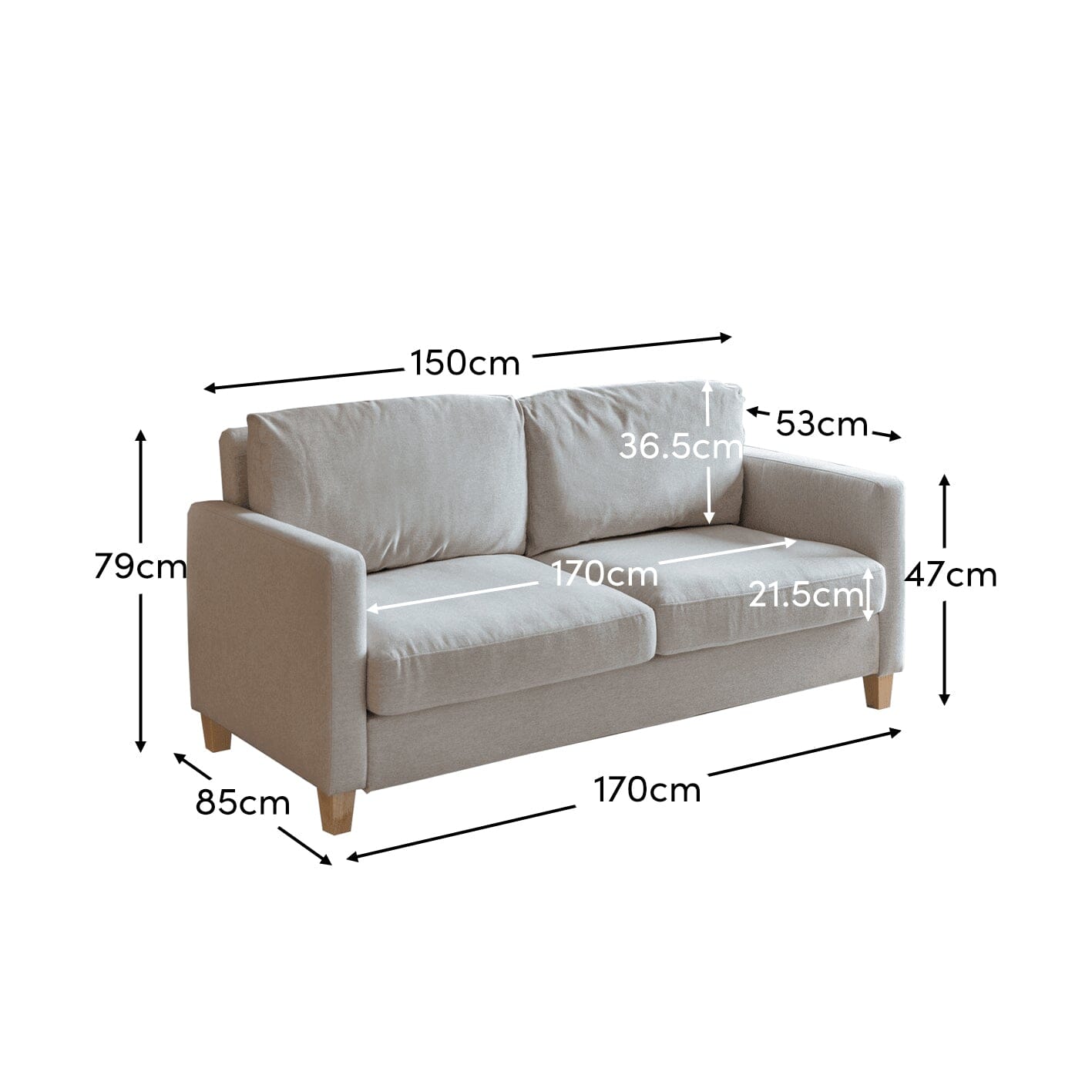 Ava Beige 2 Seater Sofa - Laura James