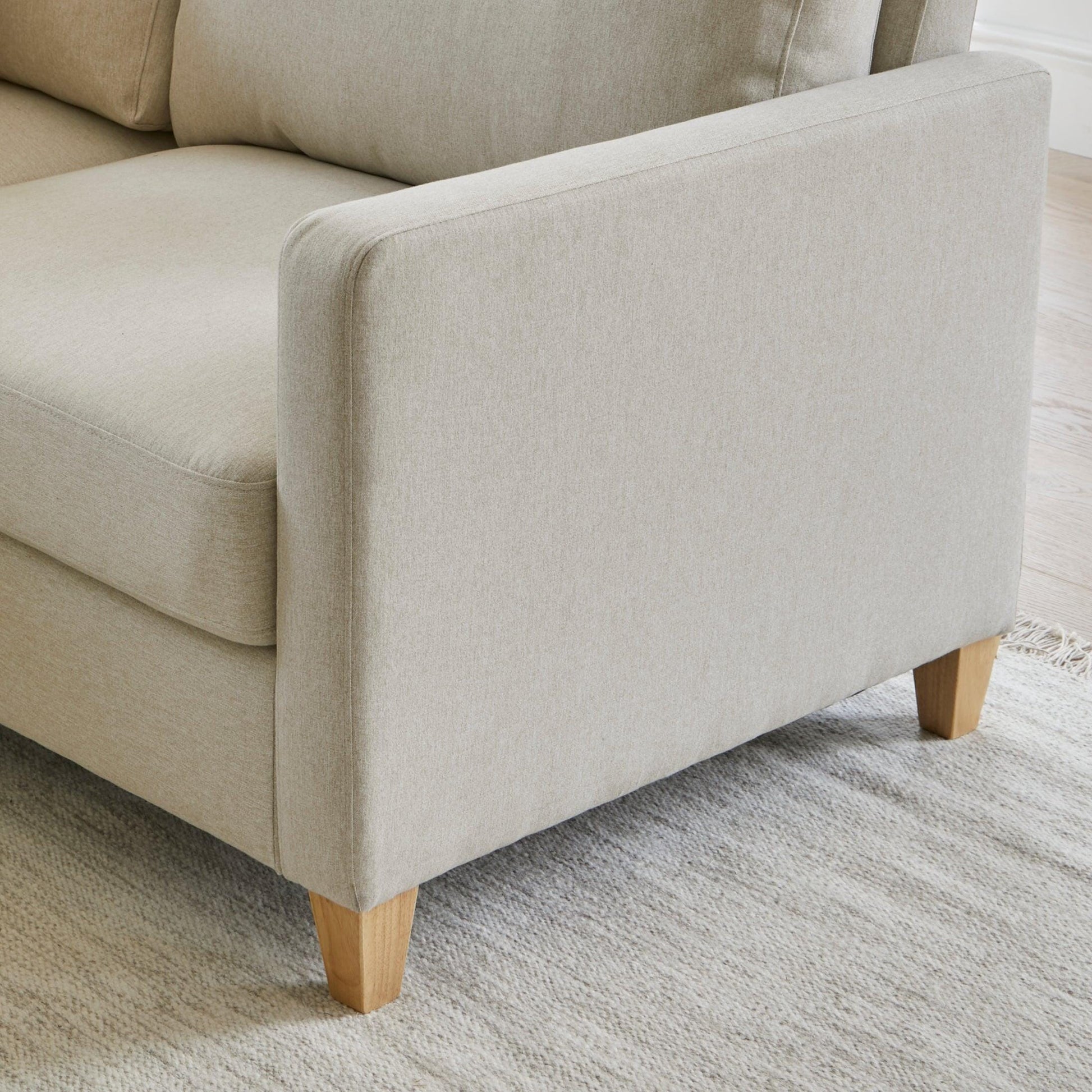 Ava Corner Sofa - Left Hand - Sand with Pale Oak Legs - Laura James
