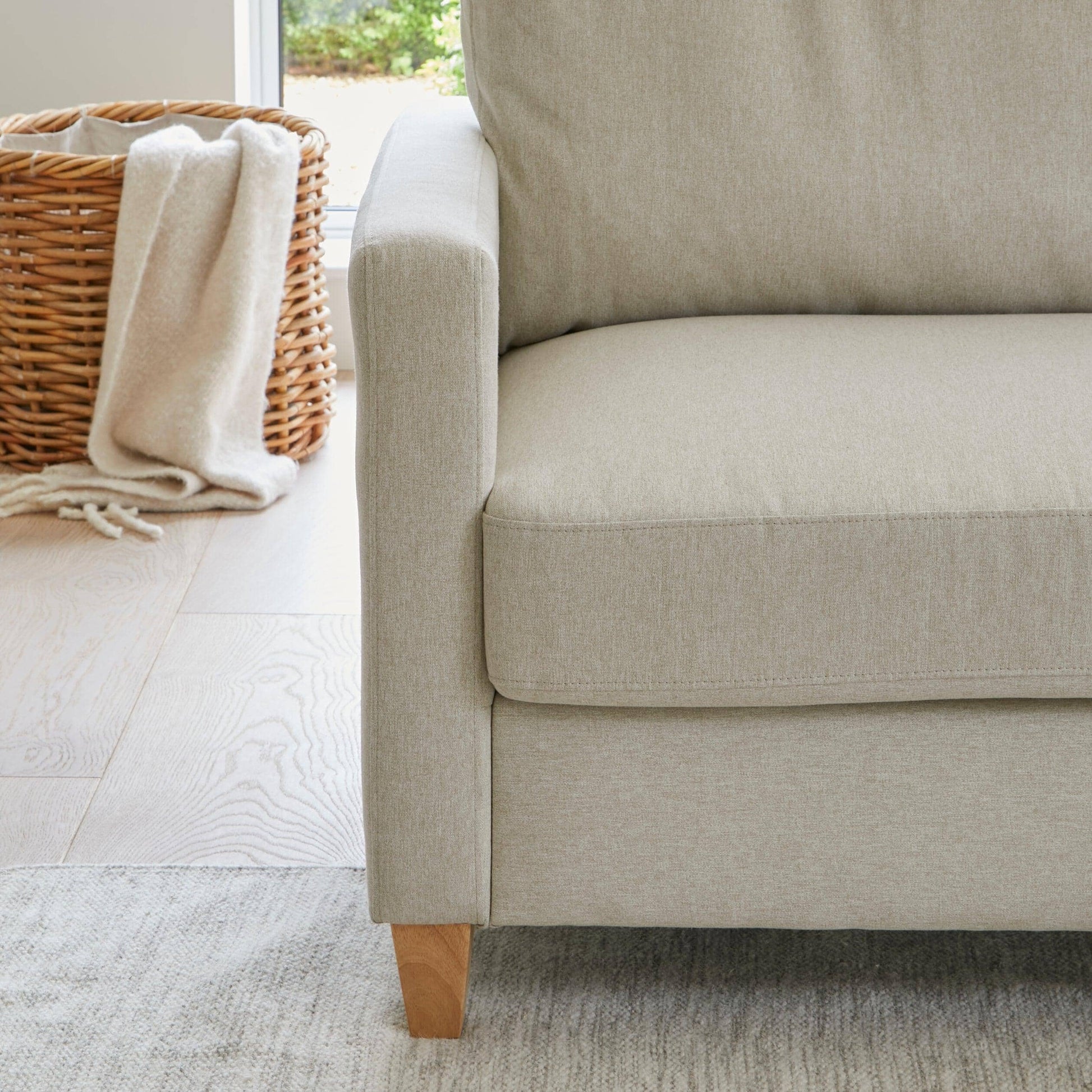 Ava Corner Sofa - Left Hand - Sand with Pale Oak Legs - Laura James