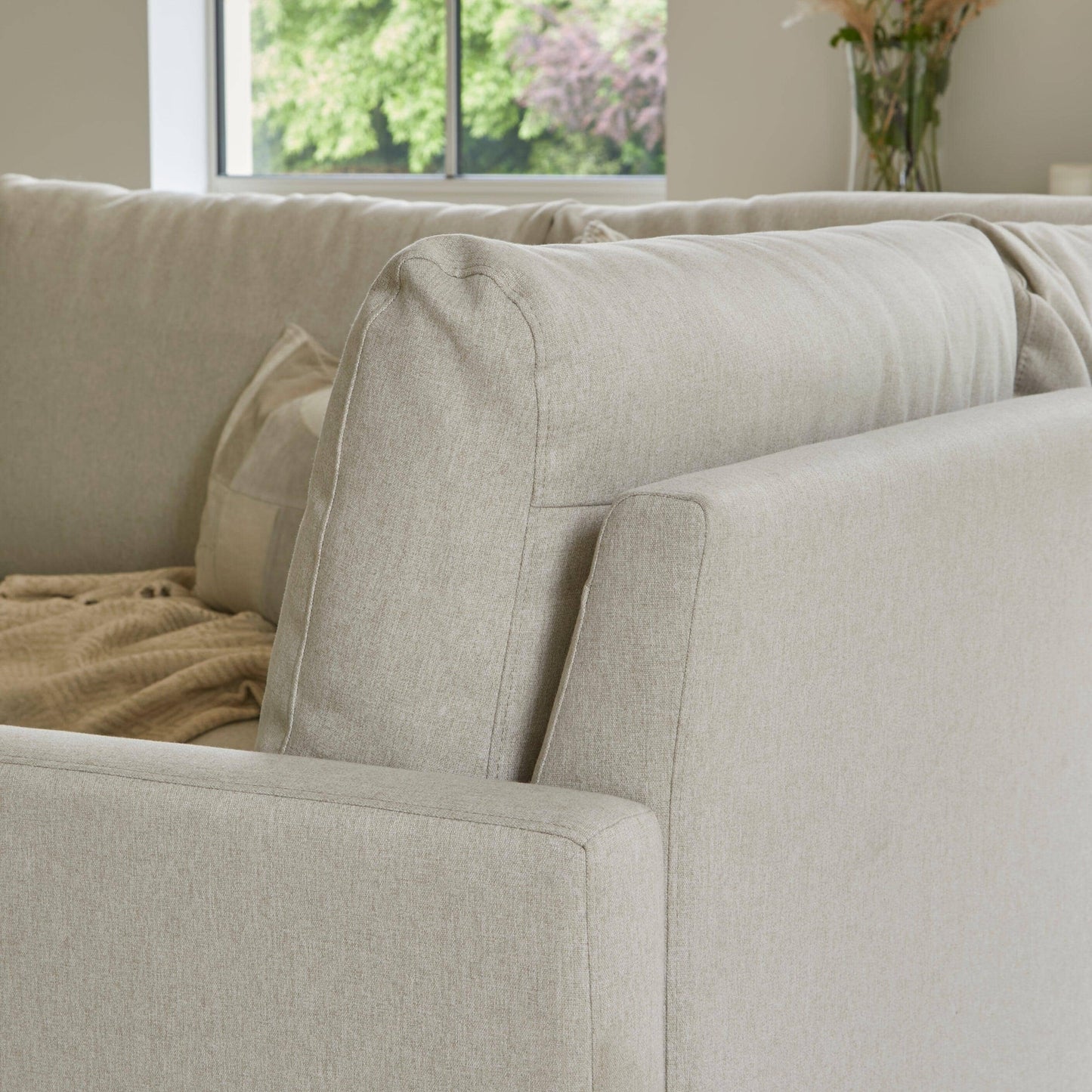 Ava Corner Sofa - Left Hand - Sand with Pale Oak Legs - Laura James