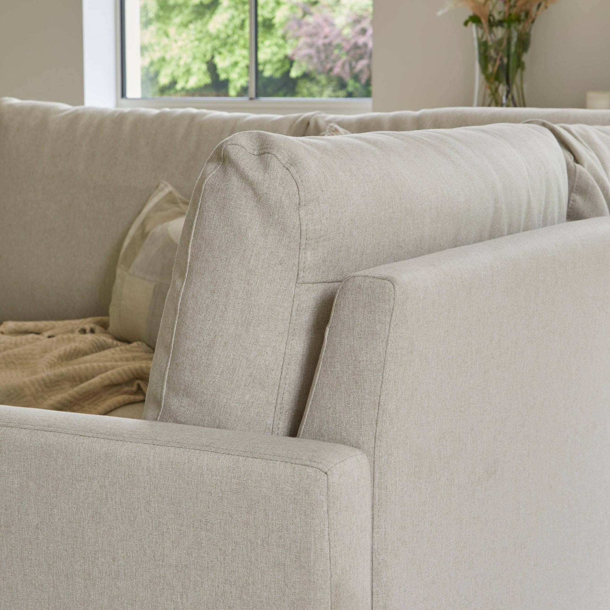 Ava Corner Sofa - Left Hand - Sand with Pale Oak Legs - Laura James