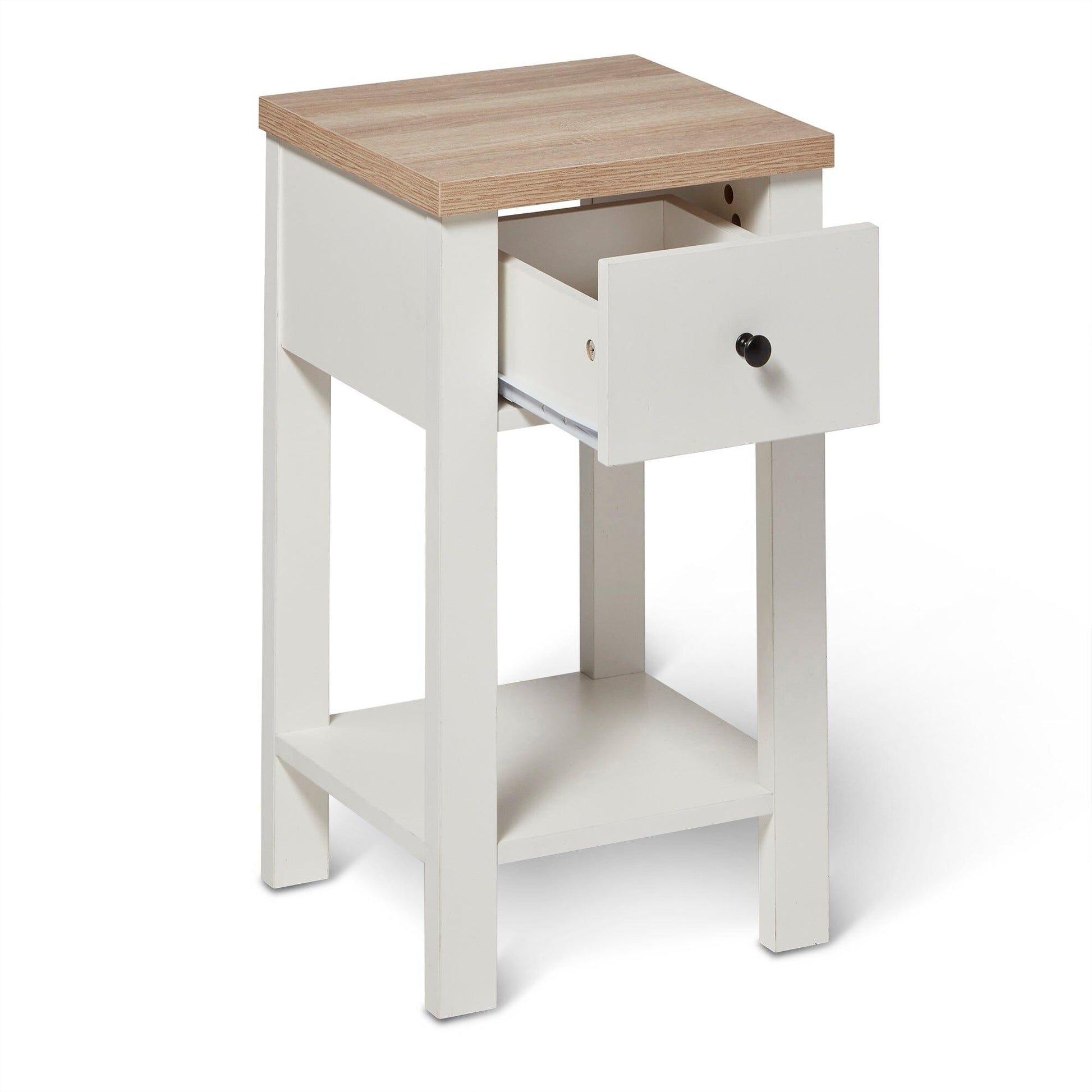 Bampton Alabaster White Bedside Table - 1 Drawer - Laura James