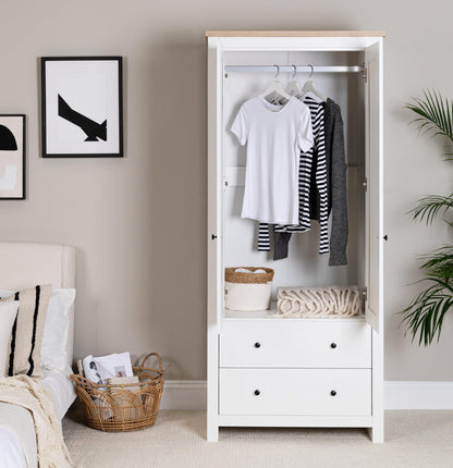 Bampton 2 Door Tall Wardrobe - Alabaster White - Laura James