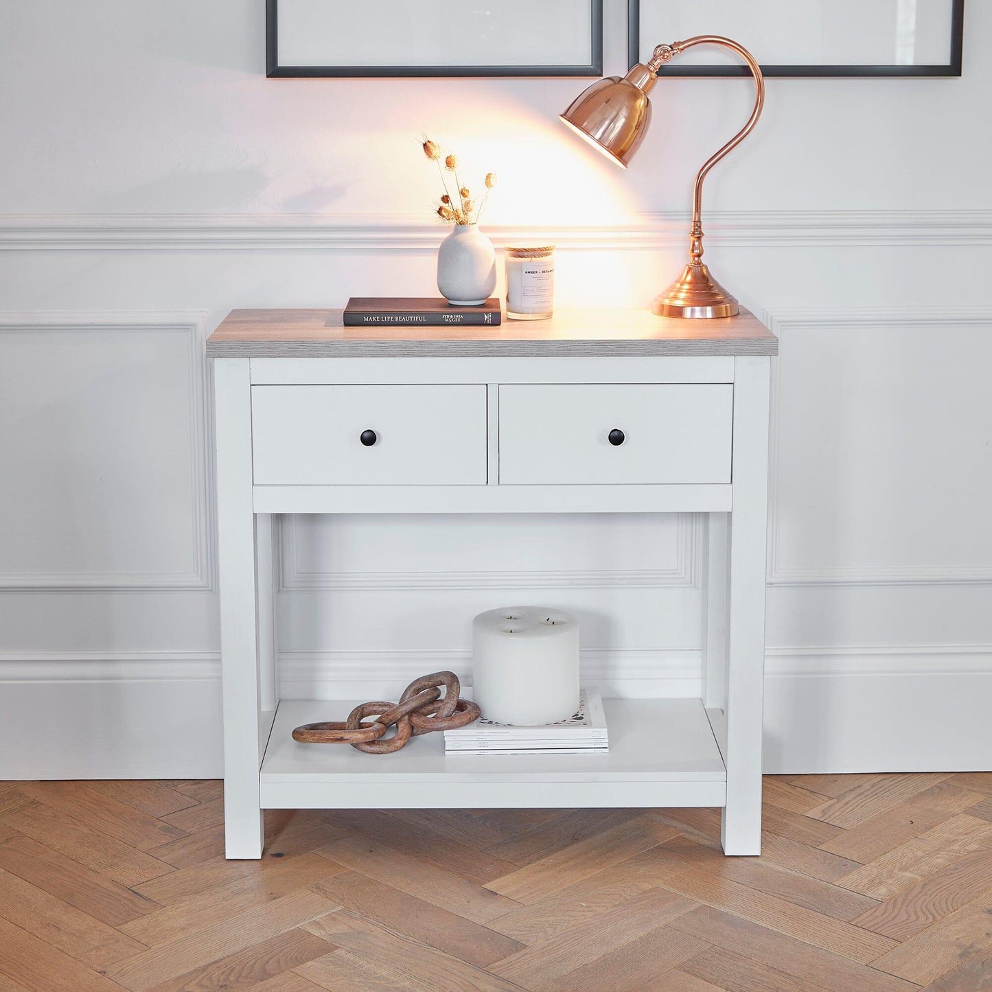Bampton 2 Drawer Console Table - Alabaster White - Laura James