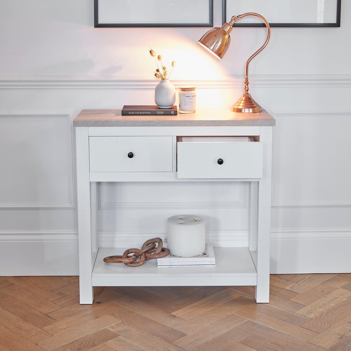 Bampton 2 Drawer Console Table - Alabaster White - Laura James