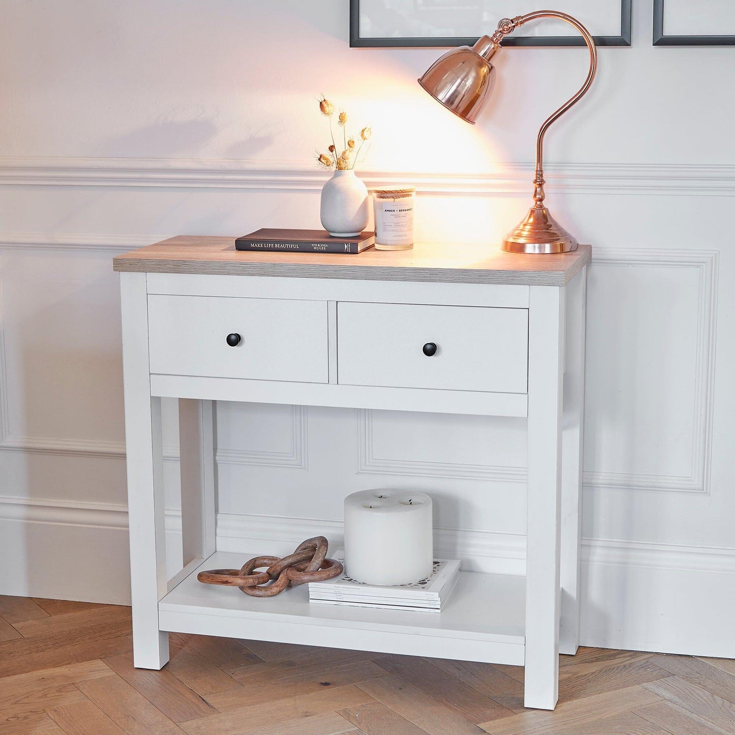 Bampton 2 Drawer Console Table - Alabaster White - Laura James