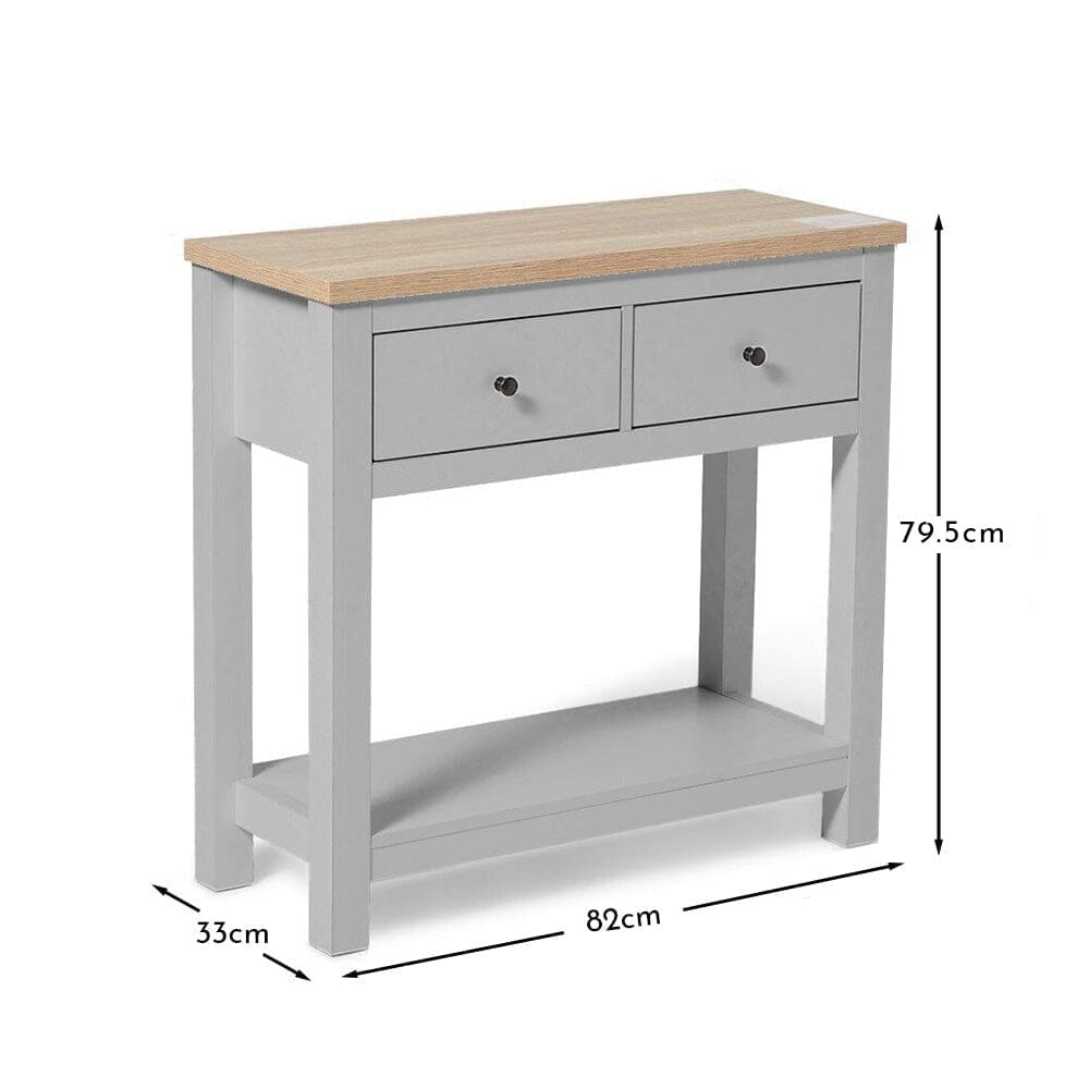 Bampton Stone Grey 2 Drawer Console Table - Laura James 