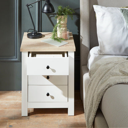 Bampton Alabaster White Bedside Table - 3 Drawer - Laura James
