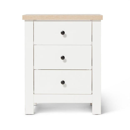 Bampton Alabaster White Bedside Table - 3 Drawer - Laura James