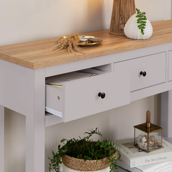 Bampton Drawer Console Table Stone Grey Laura James