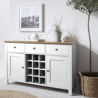Bampton Alabaster White Sideboard with Wine Rack