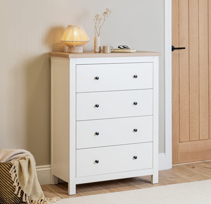 Bampton Tall 4 Drawer chest of drawers - alabaster white - Laura James