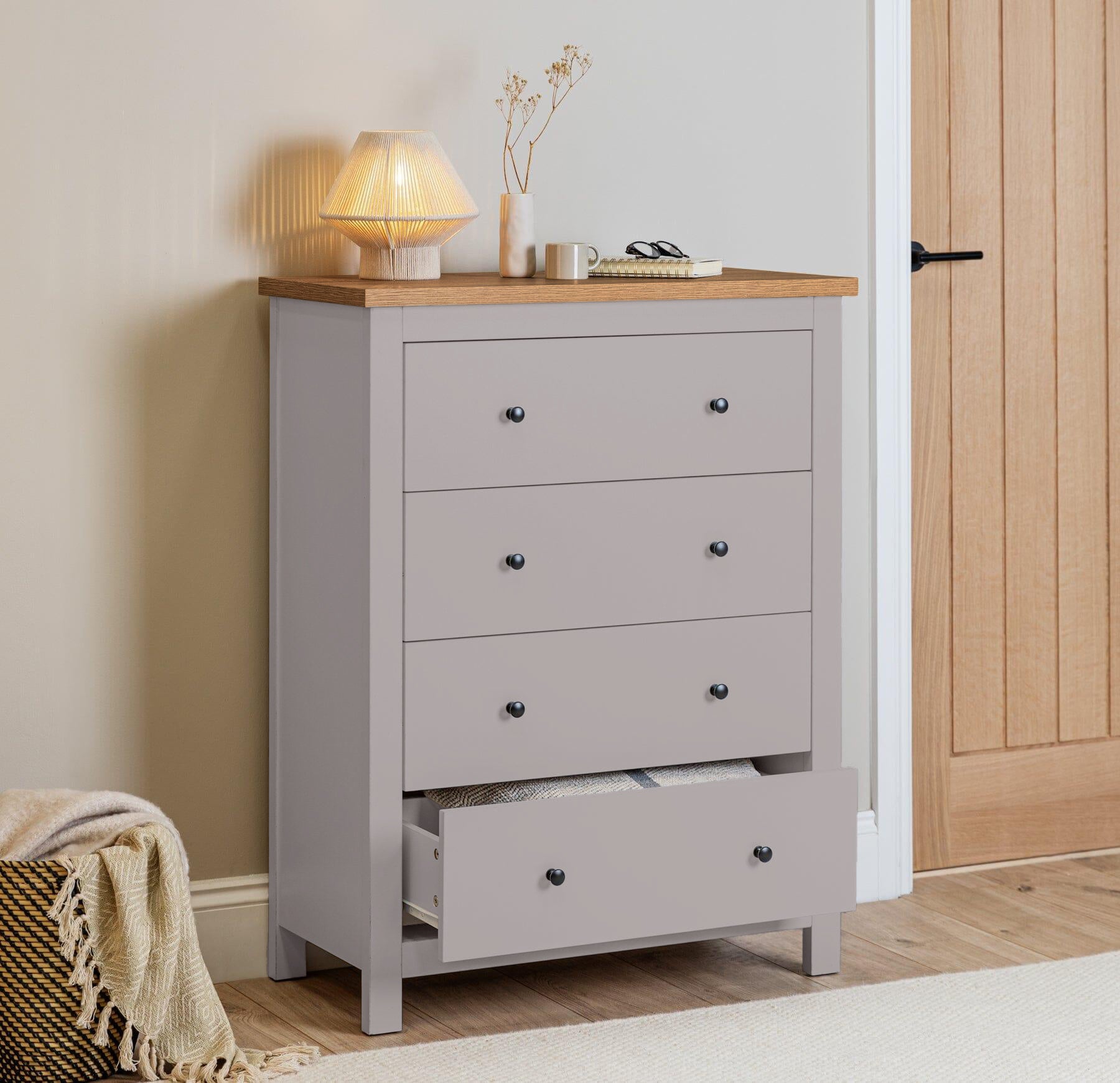 Bampton Stone Grey Chest of 4 Drawers - Laura James – Laura James