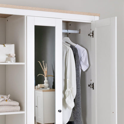 Bampton Triple Wardrobe with 2 Drawers - Alabaster White - Laura James