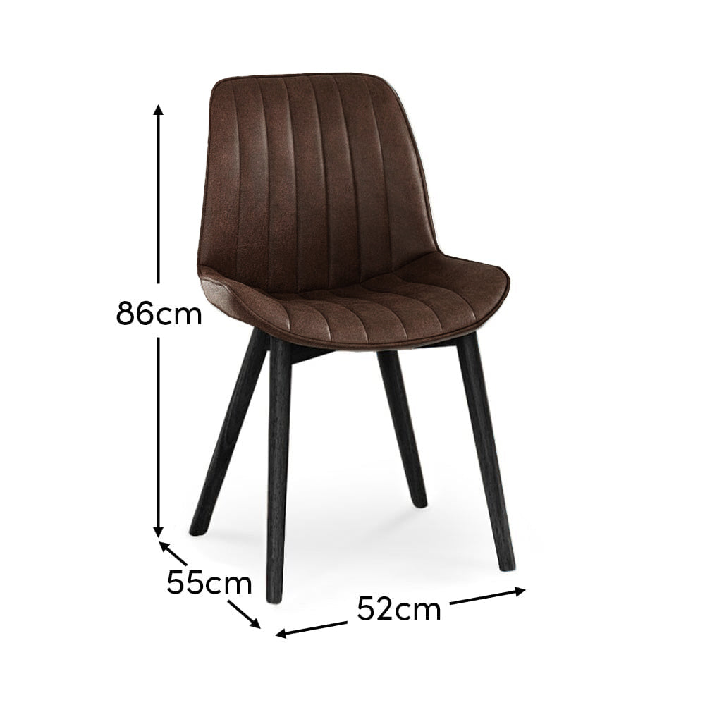 Bella Saddle Brown Dining Chair - Set of 2 - Black Oak Legs - Laura James