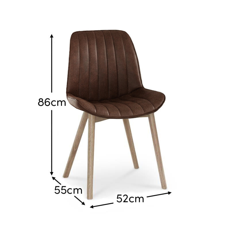 Bella Saddle Brown Dining Chair - Set of 2 - Whitewash Oak Legs - Laura James