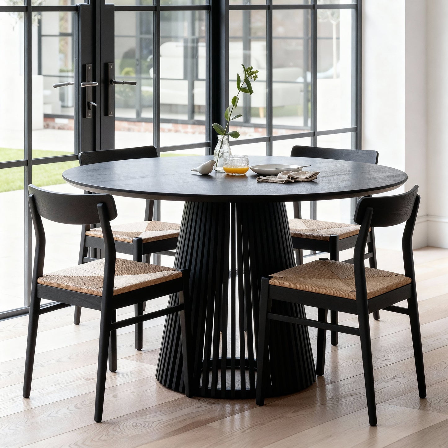 Willow Black Dining Table Set - 4 Seater - Faye Black Dining Chairs - Laura James 