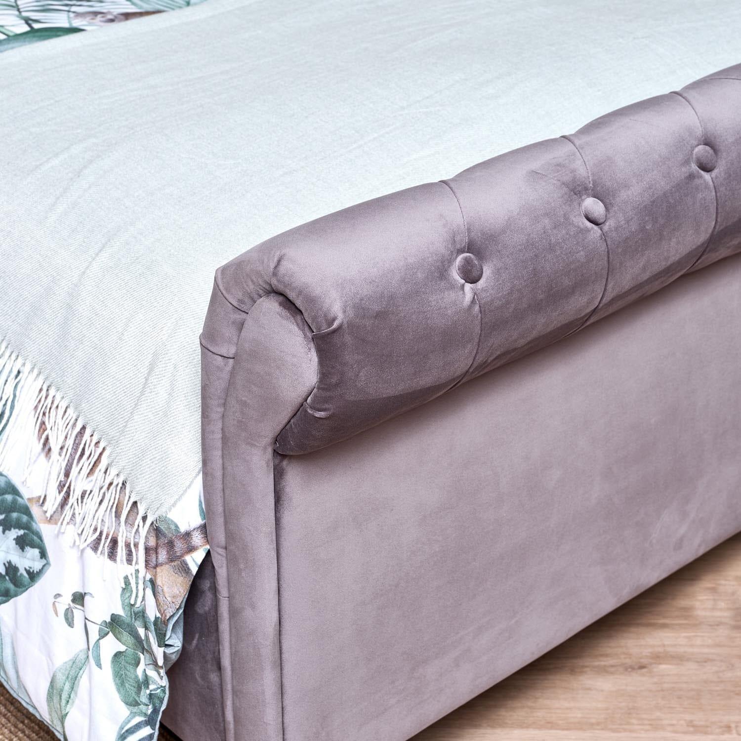 Blenheim grey velvet sleigh bed - Laura James