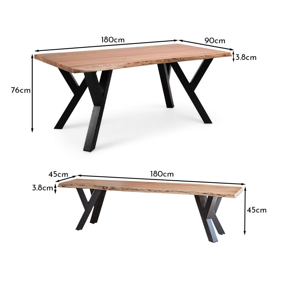 Bosco Acacia Wood Dining Table Set - 6 Seater - Bosco Dining