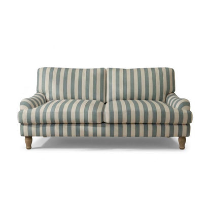 Brea 2 Seater Sofa - Blue Stripe with Whitewash Legs - Laura James 