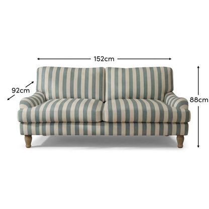 Brea 2 Seater Sofa - Blue Stripe with Whitewash Legs - Laura James