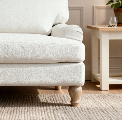 Brea 3 Seater Sofa - Oyster White with Whitewash Oak Legs - Laura James