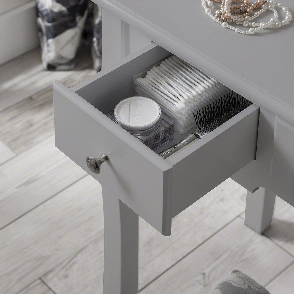 Capri Grey Dressing Table with Mirror & Stool Laura James Ireland Capri Grey Dressing Table with Mirror & Stool Laura James Ireland