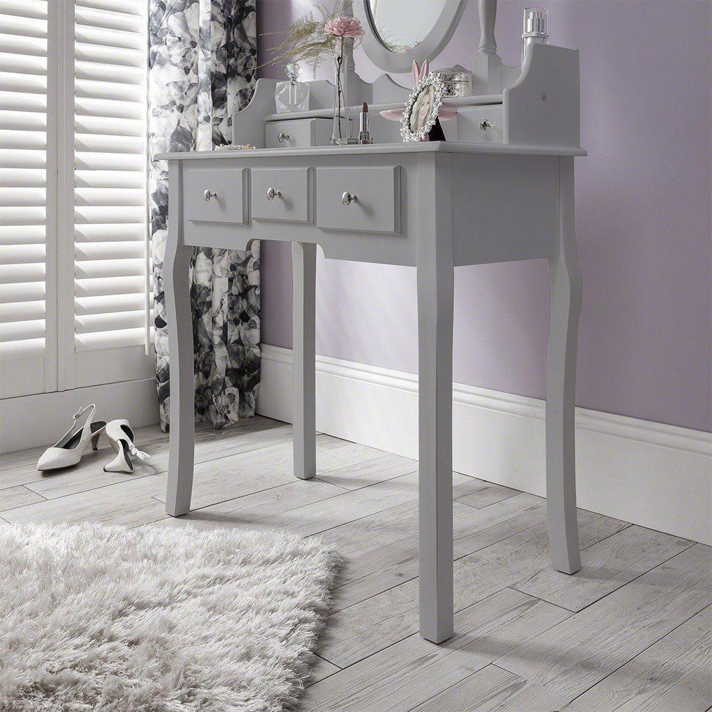 Capri Grey Dressing Table, Stool & Mirror Set - Laura James