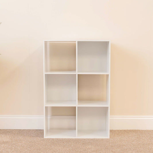 6 Cube White Bookcase Wooden Display Unit Shelving Storage Bookshelf Shelves (No Basket)
