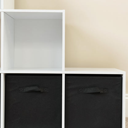 6 Cube bookcase ladder storage unit - white with black boxes