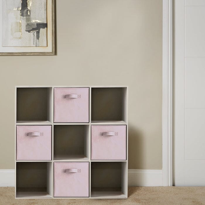 9 Cube Storage Unit / Bookcase & 4 Pink Handled Box Drawers - Laura James