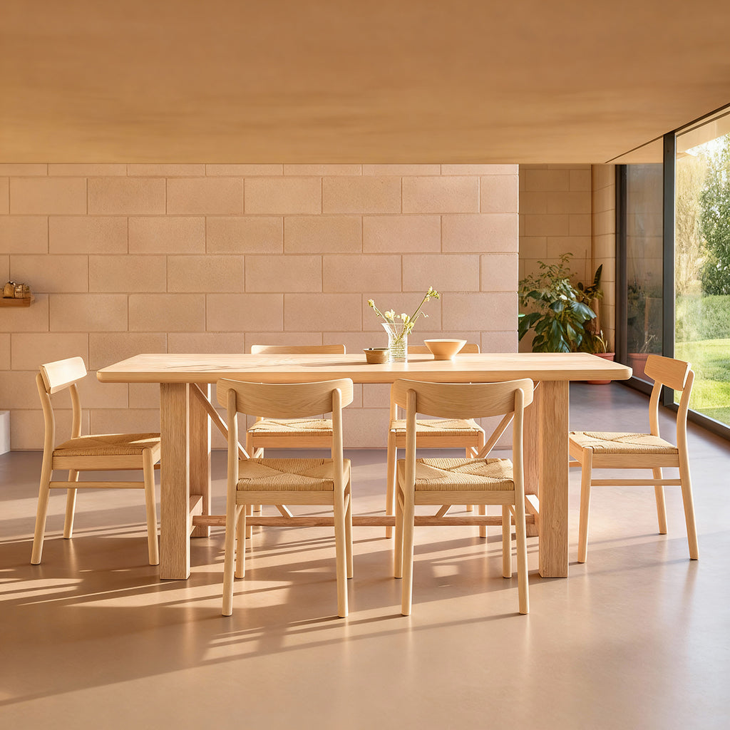 Carter Whitewash Rectangular Dining Table Set - 6 Seater - Faye Whitewash Dining Chairs - Laura James 