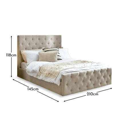 Cavill Fabric Double Bed - Soft Beige