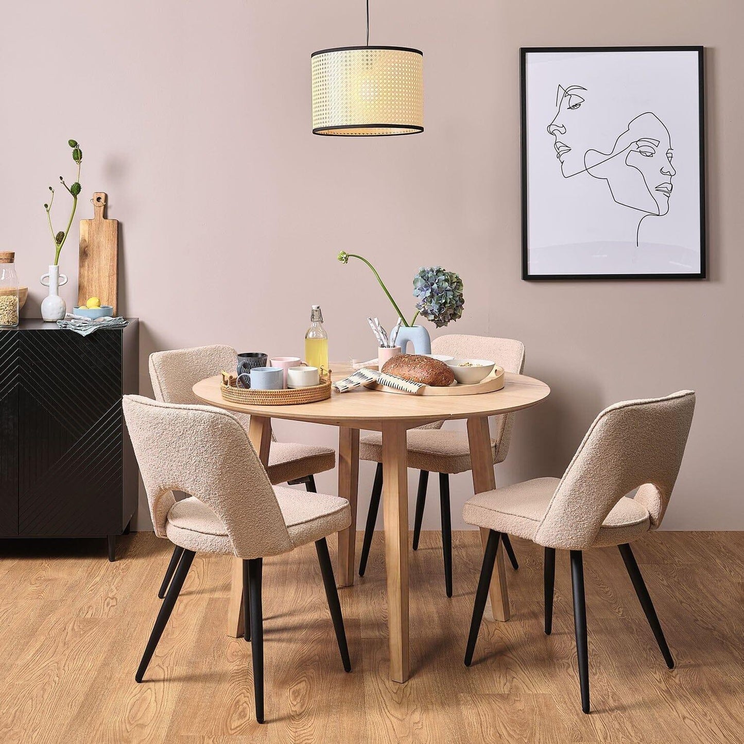 Charlie Pale Oak dining table - drop leaf