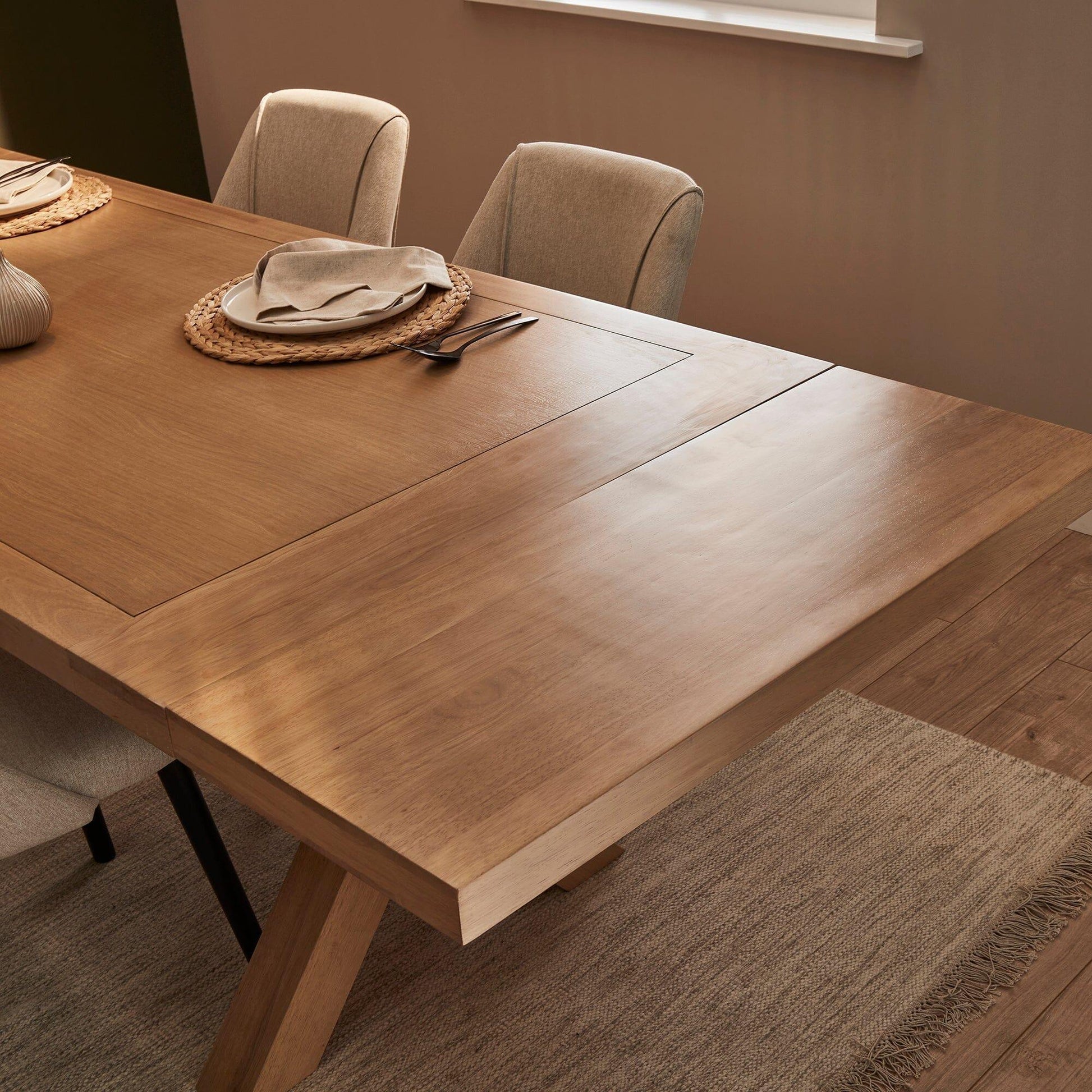 Charlotte Pale Oak Extending Dining Table with 2 Pale Oak Extending Dining Benches - Laura James