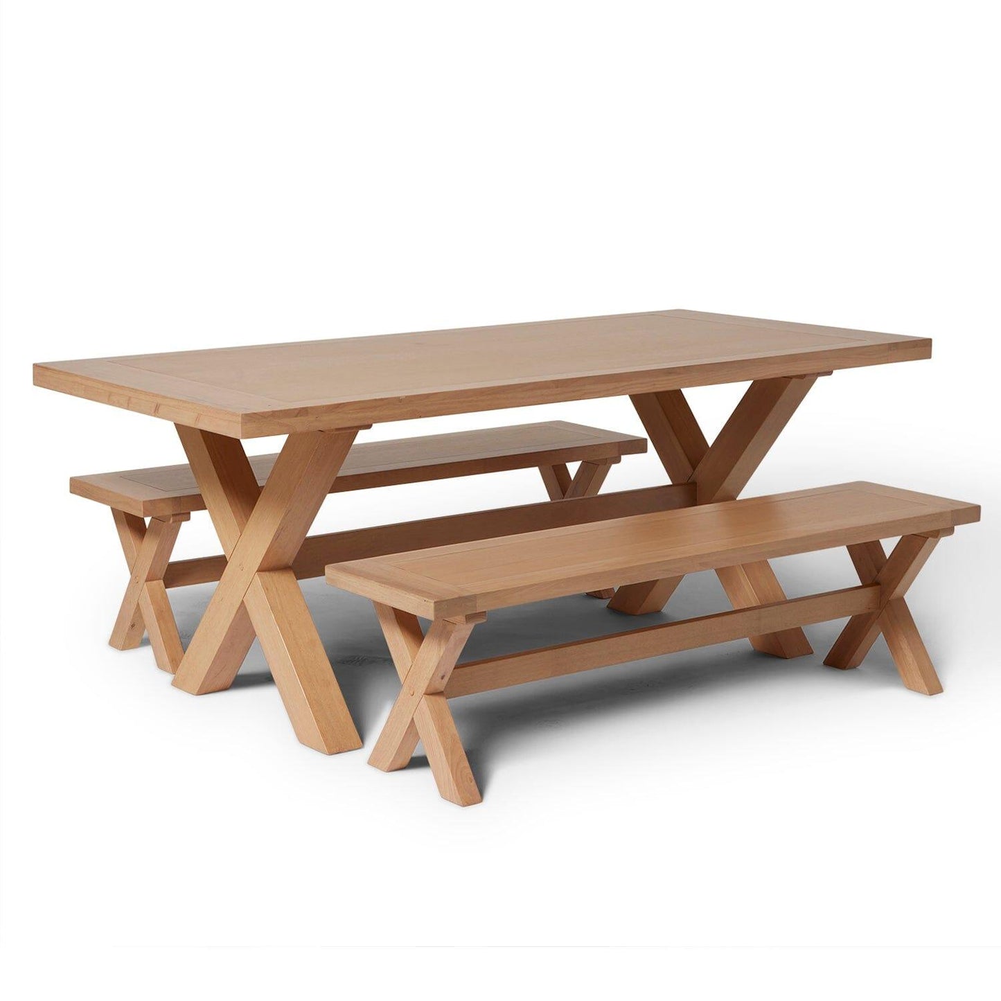 Charlotte Pale Oak Extending Dining Table with 2 Pale Oak Extending Dining Benches - Laura James