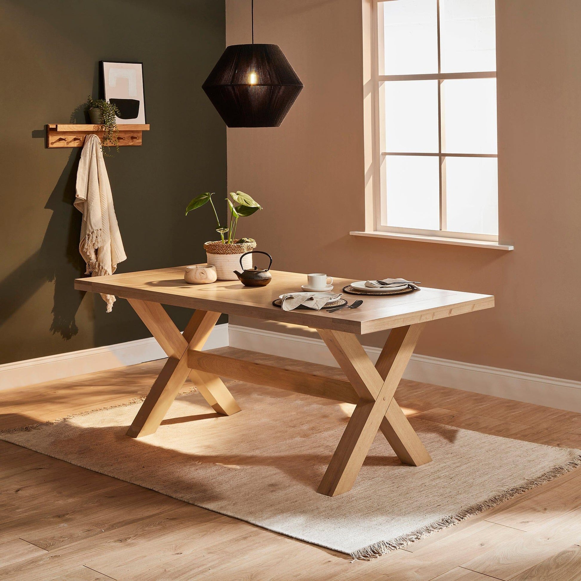 Charlotte Whitewash Oak Rustic Farmhouse Dining Table - Laura James