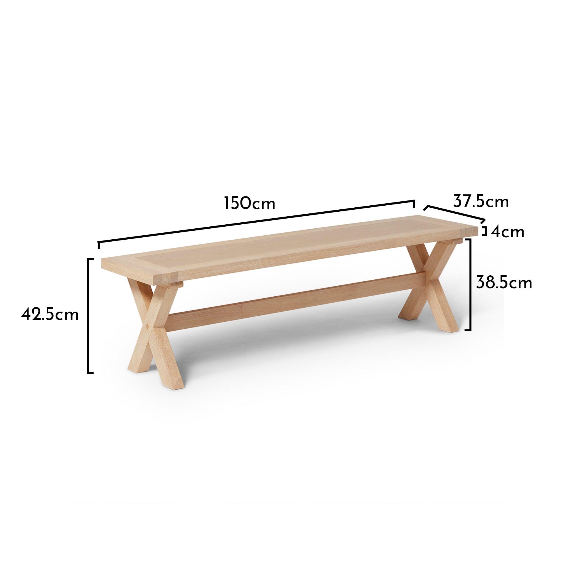Charlotte Whitewash Oak Rustic Farmhouse Bench - Laura James