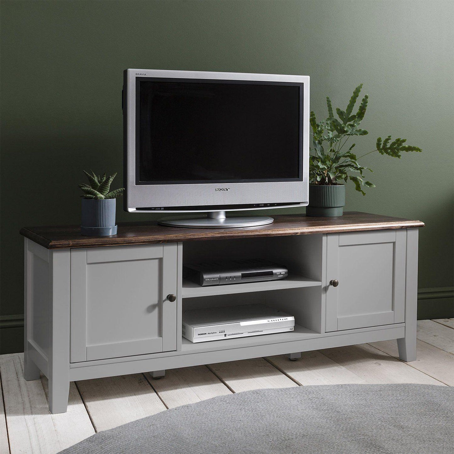 Grey Wooden TV Unit with storage - Chatsworth Cabinet - Laura James