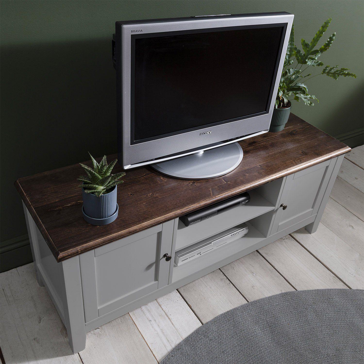 Grey Wooden TV Unit with storage - Chatsworth Cabinet - Laura James