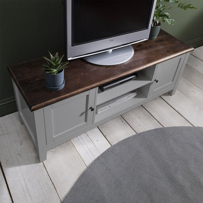 Grey Wooden TV Unit with storage - Chatsworth Cabinet - Laura James