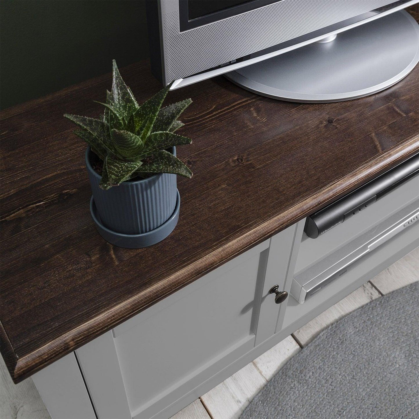 Grey Wooden TV Unit with storage - Chatsworth Cabinet - Laura James