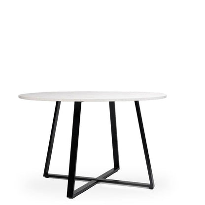 Clara Marble Effect Round Dining Table - Black Frame - Laura James 