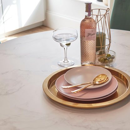 Clara marble effect round dining table - with gold frame - Laura James