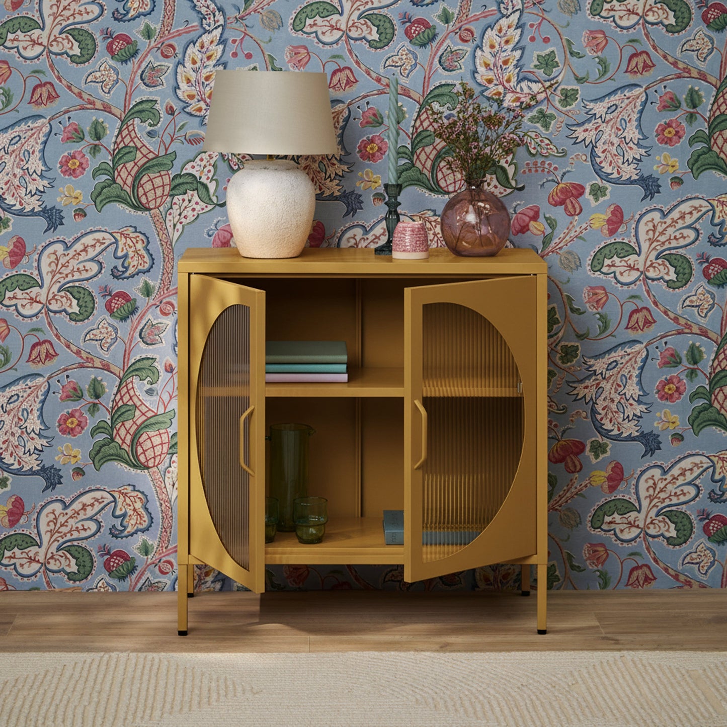 Conan Metal 2 Door Sideboard - Mustard Yellow - Laura James