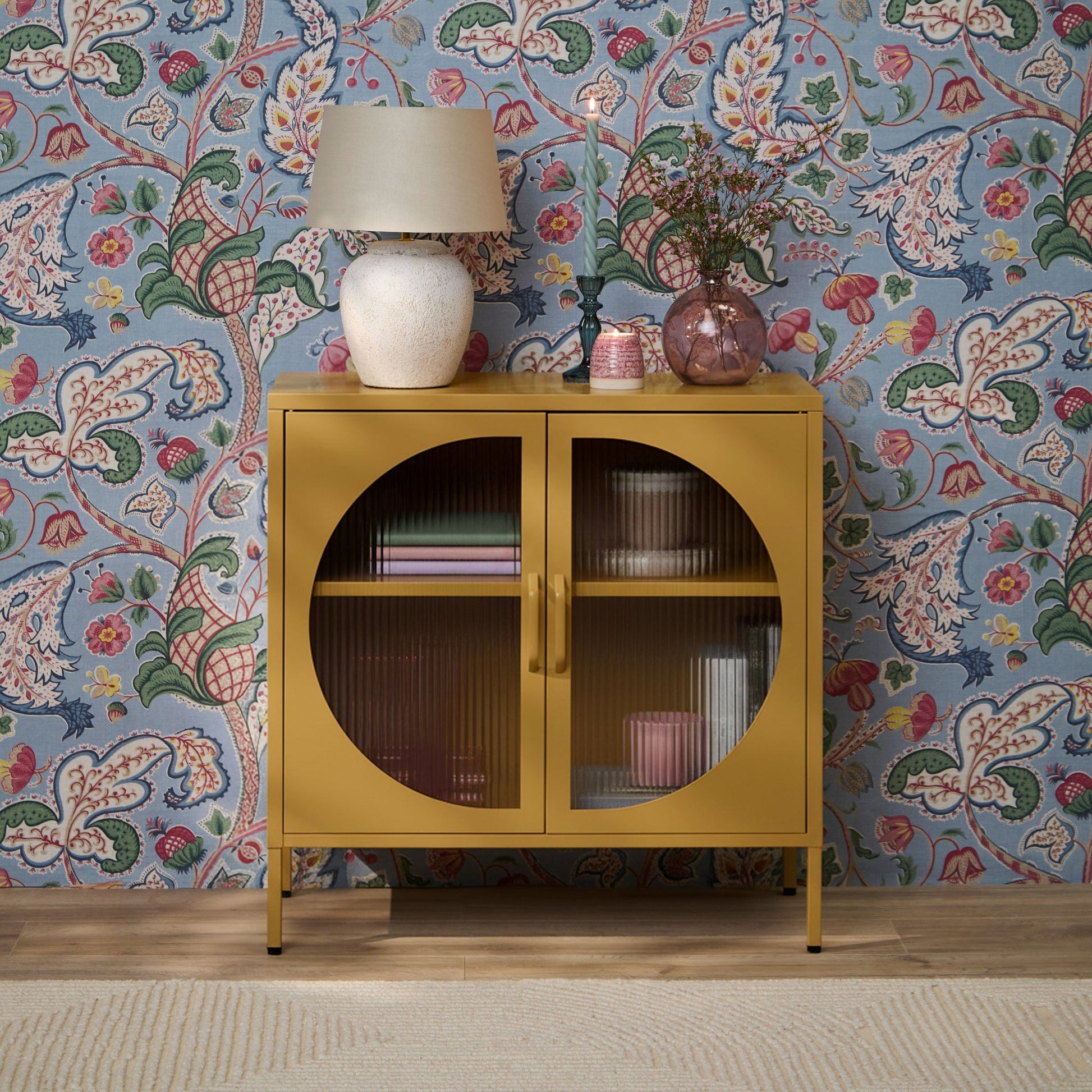 Conan Metal 2 Door Sideboard - Mustard Yellow - Laura James