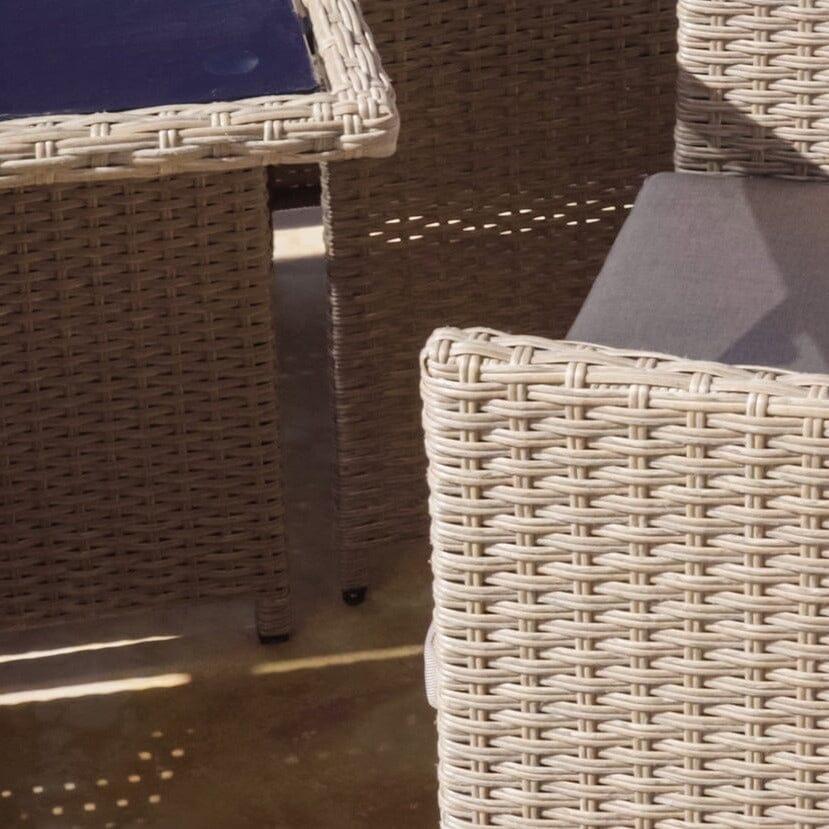 Cube 8 Seater Outdoor Dining Set - Natural Brown Weave Black Glass Top - Laura James